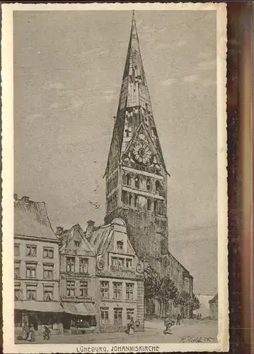 Lueneburg Johanniskirche Kuenstlerkarte Zeichnung Kat. Lueneburg