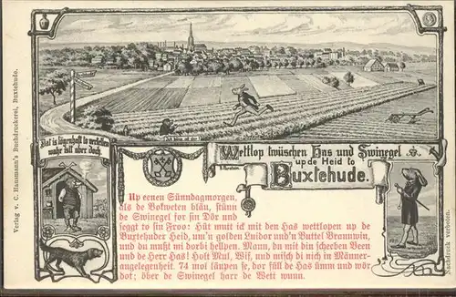 Buxtehude Hase und Igel Gedicht Wappen Kat. Buxtehude