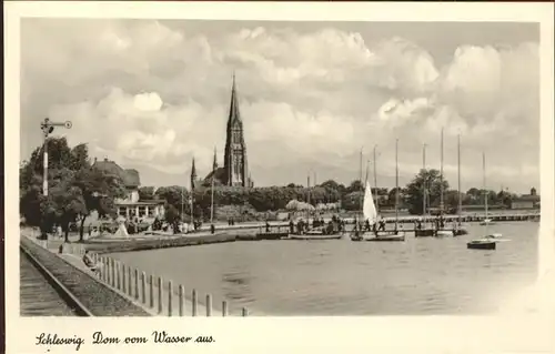 Schleswig Holstein Dom vom Wasser aus Segelboote / Schleswig /Schleswig-Flensburg LKR