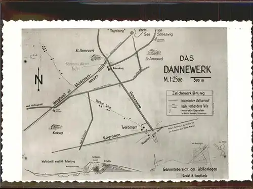 Dannewerk Landkarte Cafe Truberg Waldemarsmauer Kat. Dannewerk