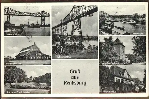 Rendsburg Martinshaus Drehbruecke Schwebefaehre Hochbruecke Kat. Rendsburg