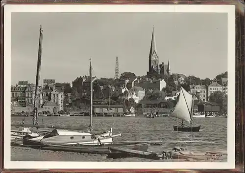 Flensburg Blick vom Juergensby Boote Kat. Flensburg