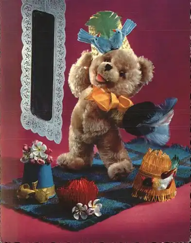 Teddy Teddybaer Teddy bear Hutmode Spiegel Voegel Kat. Kinderspielzeug