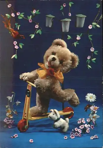 Teddy Teddybaer Teddy bear Kinderroller Voegel Hund Blumen Kat. Kinderspielzeug