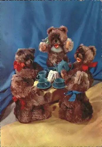 Teddy Teddybaer Teddy bear Kaffeekraenzchen Kuchen Kat. Kinderspielzeug