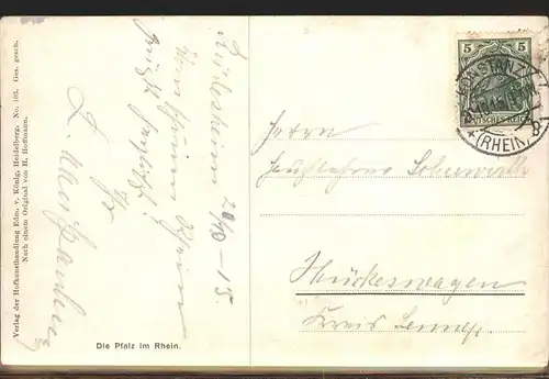 Hoffmann Heinrich Nr. 103 Die Pfalz im Rhein Kat. Kuenstlerkarte