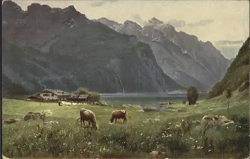 Hoffmann Heinrich Nr. 75 Koenigssee Watzmann Salletalp Kat. Kuenstlerkarte