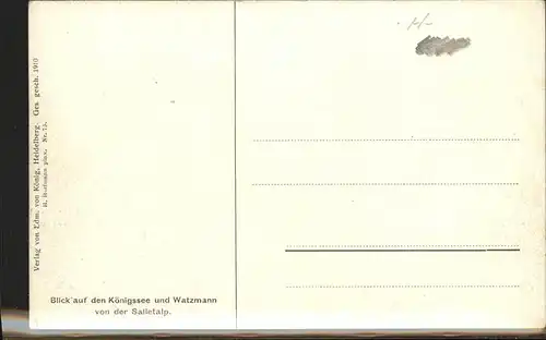 Hoffmann Heinrich Nr. 75 Koenigssee Watzmann Salletalp Kat. Kuenstlerkarte