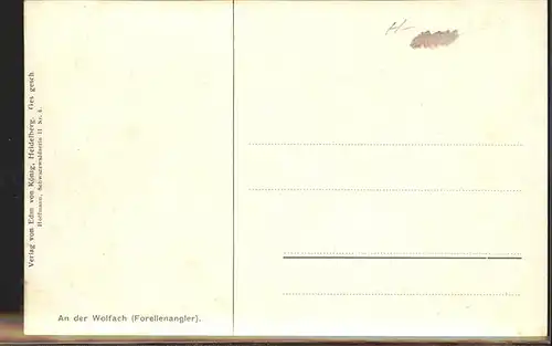 Hoffmann Heinrich Nr. 4 Wolfach Forellenangler Schwarzwaldserie II Kat. Kuenstlerkarte