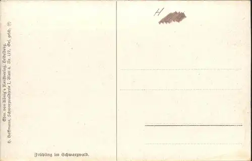 Hoffmann Heinrich Nr. 177 Schwarzwaldhaus Fruehling  Kat. Kuenstlerkarte