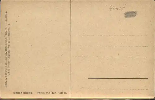 Hoffmann Heinrich Nr. 89 Baden Baden Felsen Kat. Kuenstlerkarte