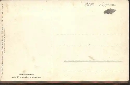 Hoffmann Heinrich Nr. 45 Baden Baden Fremersberg  Kat. Kuenstlerkarte