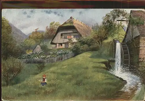 Hoffmann Heinrich Nr. 226 Muehlengrund Schwarzwaldserie V Blatt 5 Kat. Kuenstlerkarte