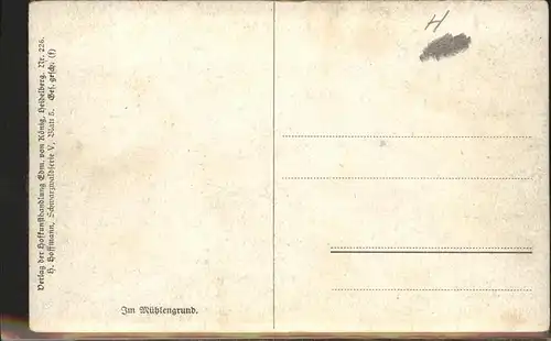 Hoffmann Heinrich Nr. 226 Muehlengrund Schwarzwaldserie V Blatt 5 Kat. Kuenstlerkarte