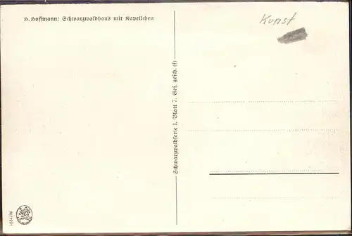 Hoffmann Heinrich Schwarzwaldhaus Kapellchen Serie I Blatt 7 Kat. Kuenstlerkarte