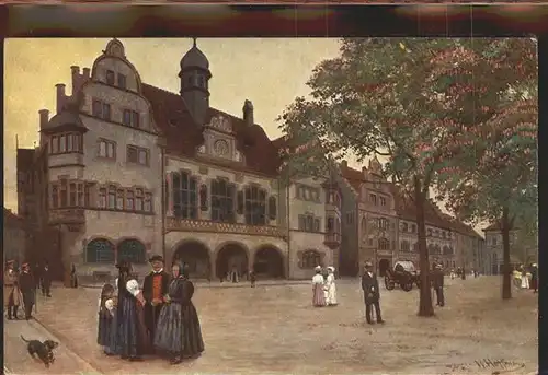 Hoffmann Heinrich Nr. 4 Freiburg im Breisgau Alte und neue Rathaus Kat. Kuenstlerkarte