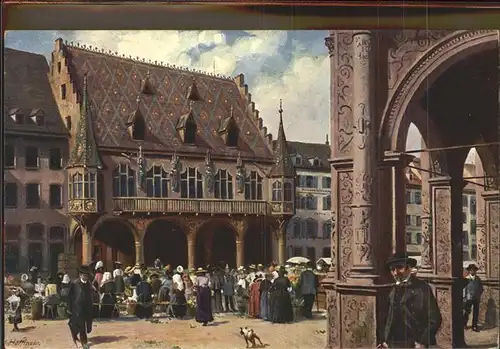 Hoffmann Heinrich Nr. 3 Freiburg im Breisgau Muensterplatz Kaufhaus Kat. Kuenstlerkarte