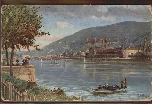 Hoffmann Heinrich Nr. 451 Heidelberg Neuenheimer Landstrasse Schloss Kat. Kuenstlerkarte