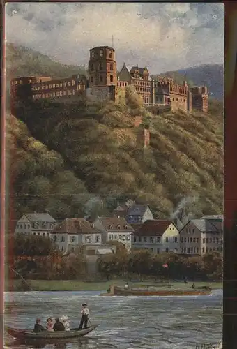 Hoffmann Heinrich Nr. 804 Heidelberg Schloss Hirschgasse Kat. Kuenstlerkarte