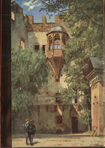 Hoffmann Heinrich Nr. 449  Schloss Heideberg Erker Bibliotheksbau Kat. Kuenstlerkarte