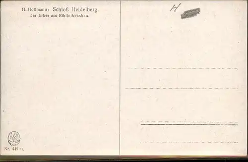 Hoffmann Heinrich Nr. 449  Schloss Heideberg Erker Bibliotheksbau Kat. Kuenstlerkarte