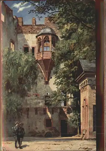 Hoffmann Heinrich Nr. 449  Schloss Heidelberg Erker Bibliotheksbau Kat. Kuenstlerkarte