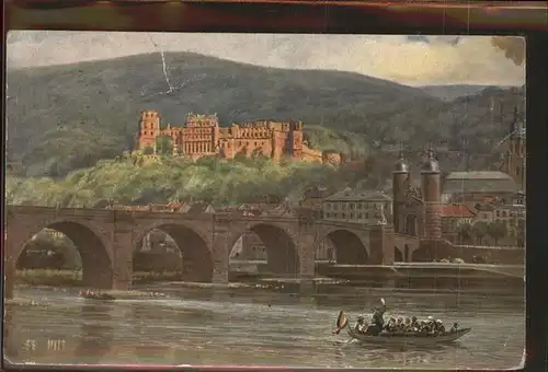 Hoffmann Heinrich Nr. 918 Heidelberg Alte Bruecke Schloss Kat. Kuenstlerkarte