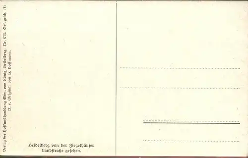 Hoffmann Heinrich Nr. 533 Heidelberg Ziegelhaeuser Landstrasse Schloss Kat. Kuenstlerkarte
