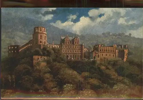 Hoffmann Heinrich Nr. 597 Heidelberg Schloss Kirchgasse Kat. Kuenstlerkarte