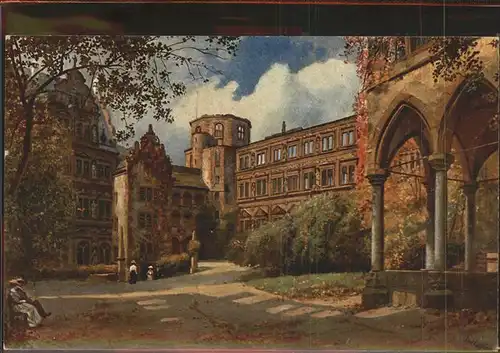 Hoffmann Heinrich Nr. 599 Heidelberg Schlosshof Kat. Kuenstlerkarte