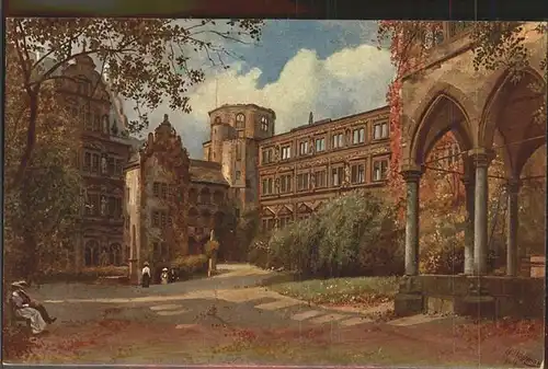 Hoffmann Heinrich Nr. 599 Heidelberg Schlosshof Kat. Kuenstlerkarte