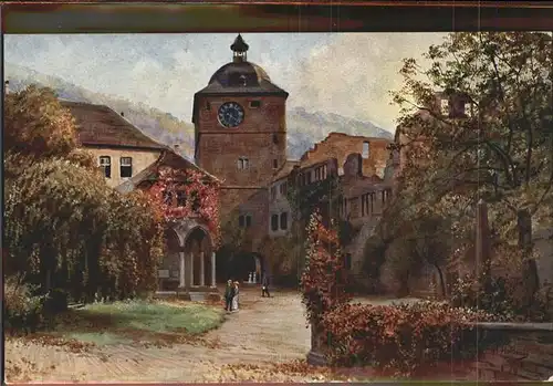 Hoffmann Heinrich Nr. 122 Schloss Heidelberg Wartturm Ludwigsbau  Kat. Kuenstlerkarte