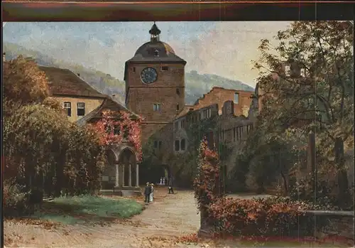 Hoffmann Heinrich Nr. 122 Schloss Heidelberg Ruprechtsbau Wartturm Kat. Kuenstlerkarte