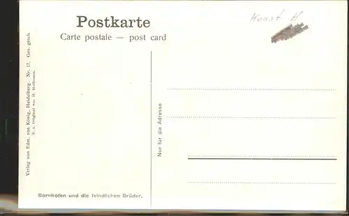 Hoffmann Heinrich Nr. 17 Bornhofen die feindlichen Brueder Seitenraddampfer Kat. Kuenstlerkarte