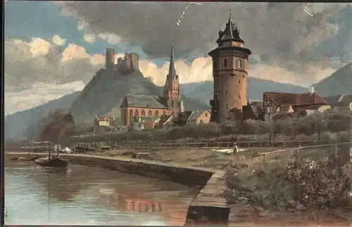 Hoffmann Heinrich Nr. 40 Oberwesel Schoenburg  Kat. Kuenstlerkarte