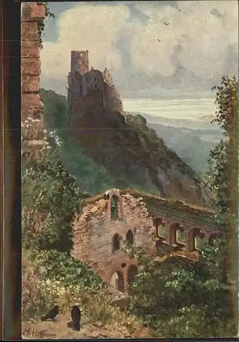 Hoffmann Heinrich Ruine Giersberg Vogesenserie I Blatt 6 Kat. Kuenstlerkarte