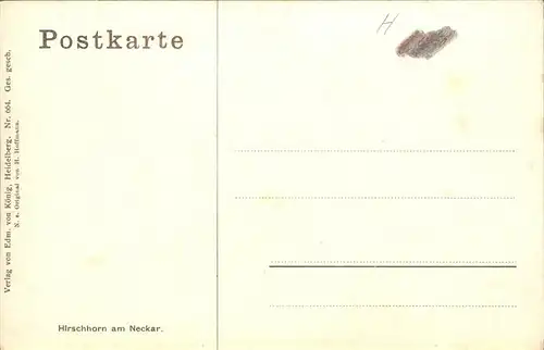 Hoffmann Heinrich Nr. 664 Hirschhorn am Neckar Segelboot Kat. Kuenstlerkarte