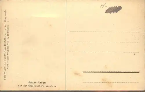 Hoffmann Heinrich Nr. 44 Baden Baden  Kat. Kuenstlerkarte