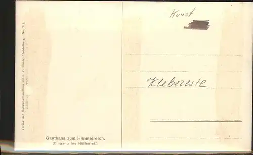 Hoffmann Heinrich Hoellental Gasthaus zum Himmelreich  Kat. Kuenstlerkarte