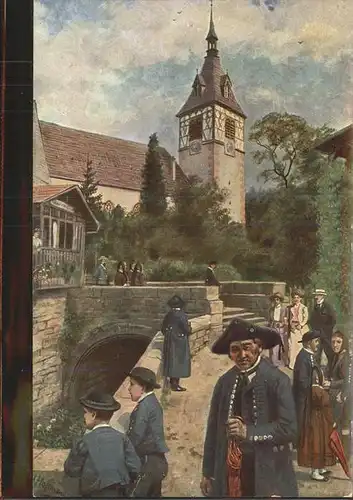 Hoffmann Heinrich Bad Liebenzell Kirche Blatt 17 Kat. Kuenstlerkarte