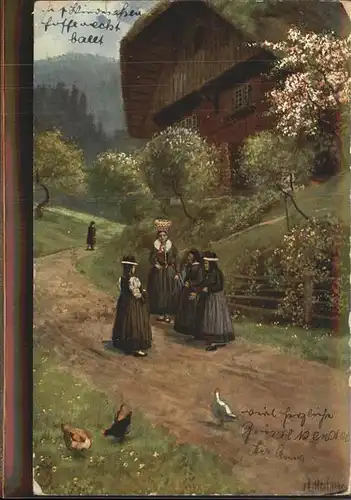 Hoffmann Heinrich St. Georgen Nach dem Kirchgang  Kat. Kuenstlerkarte
