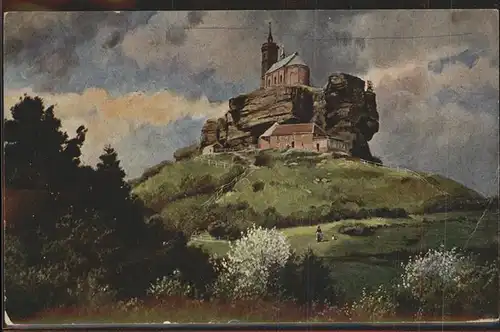 Hoffmann Heinrich Dagsburg Schlossfelsen und St. Leo Kapelle Kat. Kuenstlerkarte