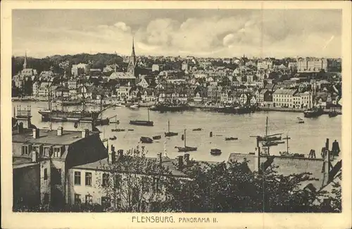 Flensburg Panorama Schiffe Hafen Kat. Flensburg