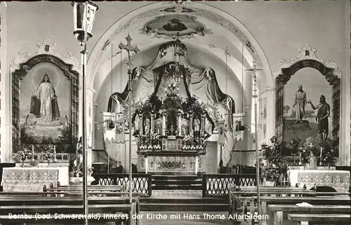 Bernau Schwarzwald Kirche Inneres mit Hans Thoma Altarbildern Kat. Bernau im Schwarzwald