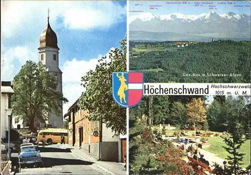 Hoechenschwand Panorama mit Schweizer Alpen Kirche Kurpark Kat. Hoechenschwand