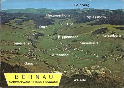 Bernau Schwarzwald und Umgebung Panoramakarte Kat. Bernau im Schwarzwald