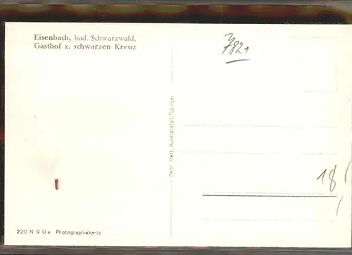 Eisenbach Schwarzwald Gasthof zum schwarzen Kreuz Kat. Eisenbach (Hochschwarzwald)