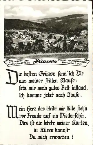 Haeusern Schwarzwald Panorama Gedicht Kat. Haeusern