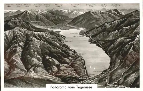 Tegernsee Panoramakarte Kat. Tegernsee
