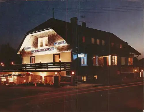 Haeusern Schwarzwald Hotel Pension Schwalbennest bei Nacht Kat. Haeusern
